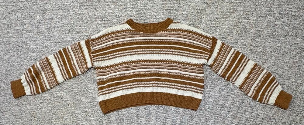 Love Knits NYC Sweater Dept. Women's Size Small Brown & White Crop Sweater